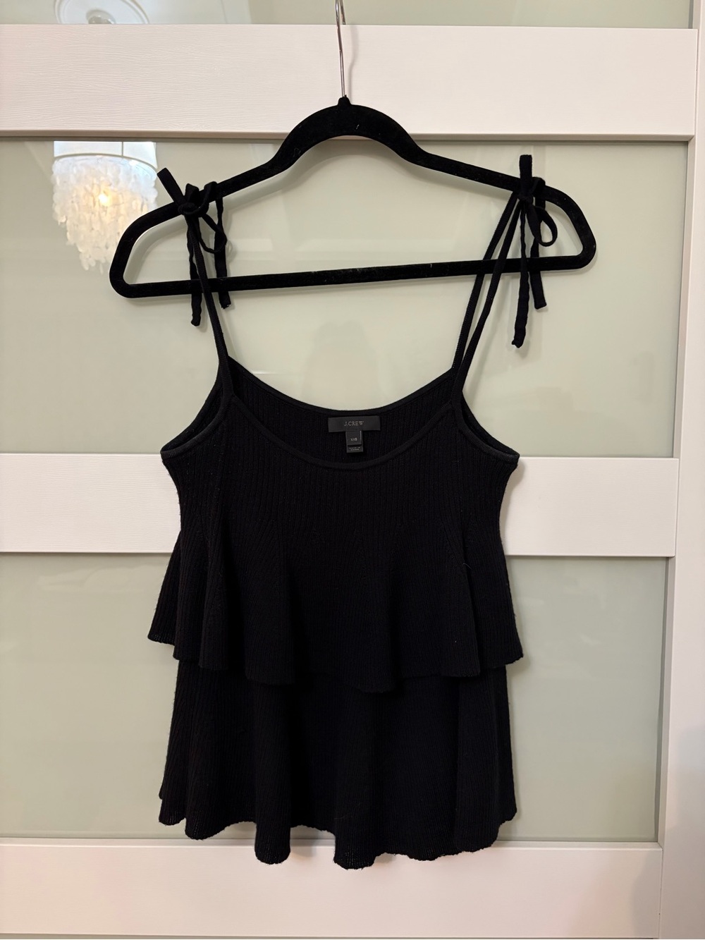 J. Crew Black Tiered Tie-Strap Camisole